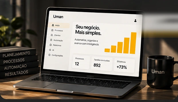 Sistema desenvolvido pela Uman, com indicadores do negócio